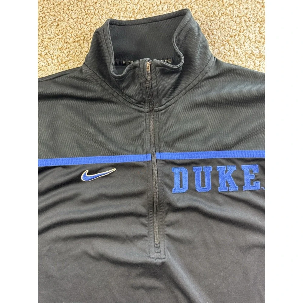Duke Blue Devils Jacket Men's Med Black Nike Dri Fit 1/4 Quarter Zip Logo NCAA